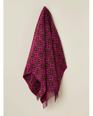Dartmouth Burgundy / Pink - Wolldecke, Decke aus reiner Schurwolle Bronte by Moon Schafwolldecke warme Woll Decken Sofa wohnd...