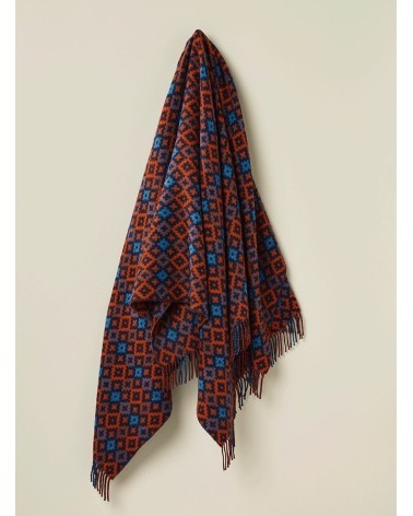 Dartmouth Navy / Brick - Pure new wool blanket Bronte by Moon warm cozy soft sofa throw blanket picnic throws and blankets