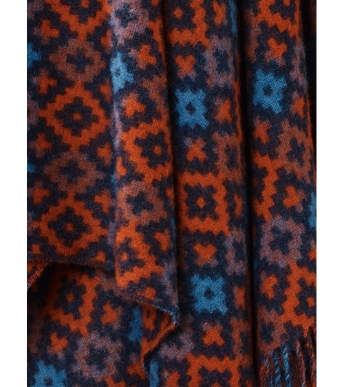 Dartmouth Navy / Brick - Coperta di pura lana vergine Bronte by Moon di qualità per divano coperte plaid