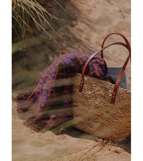 Dartmouth Rust / Purple - Pure new wool blanket Bronte by Moon warm cozy soft sofa throw blanket picnic throws and blankets