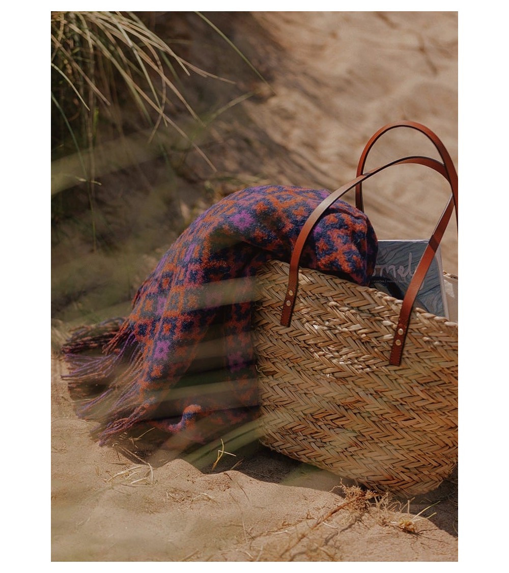 Dartmouth Rust / Purple - Pure new wool blanket Bronte by Moon warm cozy soft sofa throw blanket picnic throws and blankets