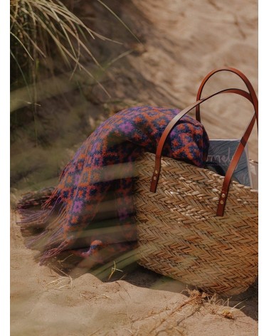 Dartmouth Rust / Purple - Pure new wool blanket Bronte by Moon warm cozy soft sofa throw blanket picnic throws and blankets
