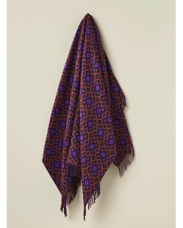 Dartmouth Rust / Purple - Pure new wool blanket Bronte by Moon best for sofa throw warm cozy soft
