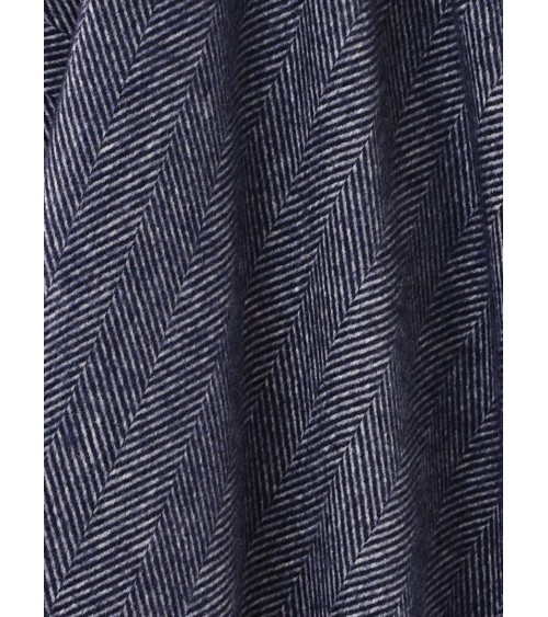 HERRINGBONE Navy - Coperta di lana merino Bronte by Moon di qualità per divano coperte plaid