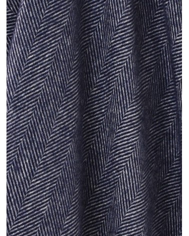 Plaid HERRINGBONE Bleu Marine - Couverture en laine mérinos Bronte by Moon anglaise plaid tartan ecossais 100 laine highland