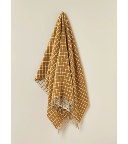 ATHENS Gold - Plaid canapé, couverture en laine mérinos Bronte by Moon anglaise plaid tartan ecossais 100 laine highland