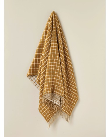 ATHENS Gold - Plaid canapé, couverture en laine mérinos Bronte by Moon un plaid cocooning couverture chaude douce plaide lit