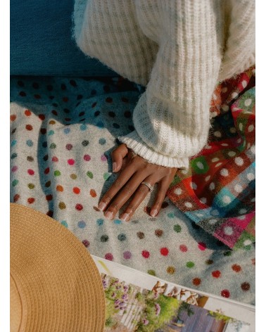 MULTI SPOT Grigio - Coperta di lana merino Bronte by Moon plaid per divano in lana coperta morbida letto matrimoniale plaides...
