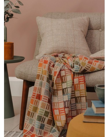 RIBBON Beige / Multi - Merino Wolldecke, Kuscheldecke Bronte by Moon Schafwolldecke warme Woll Decken Sofa wohndecke kaufen