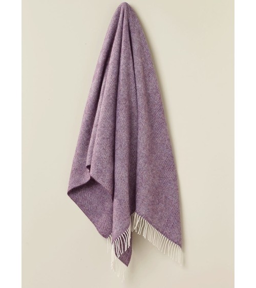 HERRINGBONE Lavender - Pure new wool blanket Bronte by Moon best for sofa throw warm cozy soft