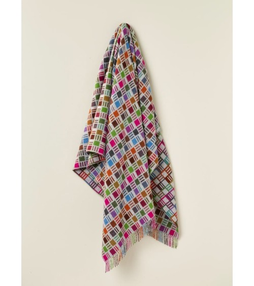 RIBBON Gris / Multicolor - Plaid canapé, couverture en laine Bronte by Moon anglaise plaid tartan ecossais 100 laine highland