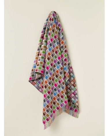 RIBBON Gris / Multicolor - Plaid canapé, couverture en laine Bronte by Moon plaide pour canapé de lit cocooning chaud