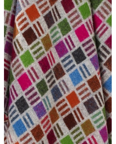 RIBBON Grey / Multi - Merino wool blanket Bronte by Moon warm cozy soft sofa throw blanket picnic throws and blankets