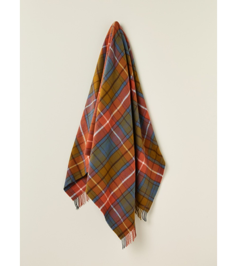 Plaid tartan ANTIQUE BUCHANAN - couverture en laine mérinos Bronte by Moon anglaise plaid tartan ecossais 100 laine highland