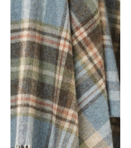 Plaid GLEN COE Aqua - Couverture pure laine vierge Bronte by Moon anglaise plaid tartan ecossais 100 laine highland