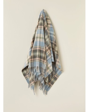 Plaid GLEN COE Aqua - Couverture pure laine vierge Bronte by Moon anglaise plaid tartan ecossais 100 laine highland