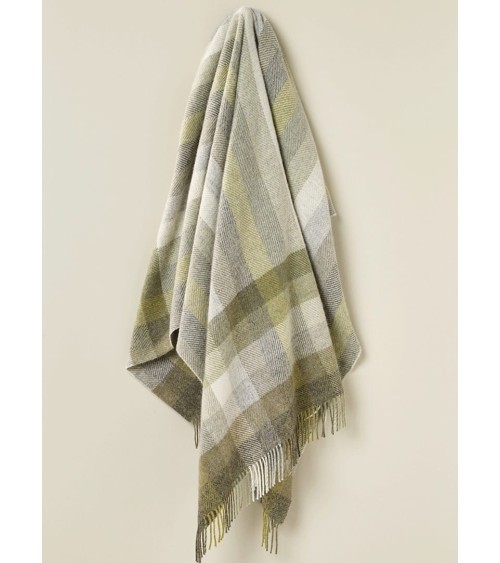 Plaid WOODALE Olive - Couverture canapé en laine Bronte by Moon anglaise plaid tartan ecossais 100 laine highland