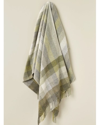 Plaid WOODALE Olive - Couverture canapé en laine Bronte by Moon anglaise plaid tartan ecossais 100 laine highland