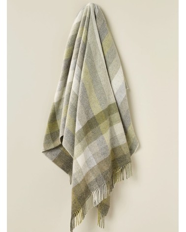 WOODALE Olive - Pure new wool blanket Bronte by Moon best for sofa throw warm cozy soft