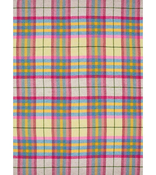 Plaid FALMOUTH Ivoire / Rose - Couverture en laine Bronte by Moon anglaise plaid tartan ecossais 100 laine highland