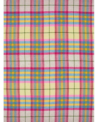 Plaid FALMOUTH Ivoire / Rose - Couverture en laine Bronte by Moon anglaise plaid tartan ecossais 100 laine highland