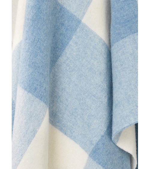 PASTEL BLOCKCHECK Aqua - Coperta di lana merino Bronte by Moon di qualità per divano coperte plaid