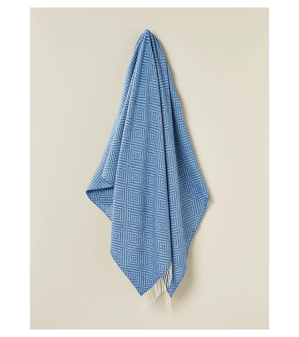 Plaid BRIGHT DIAMOND Aqua - Couverture en laine mérinos Bronte by Moon un plaid cocooning couverture chaude douce plaide lit