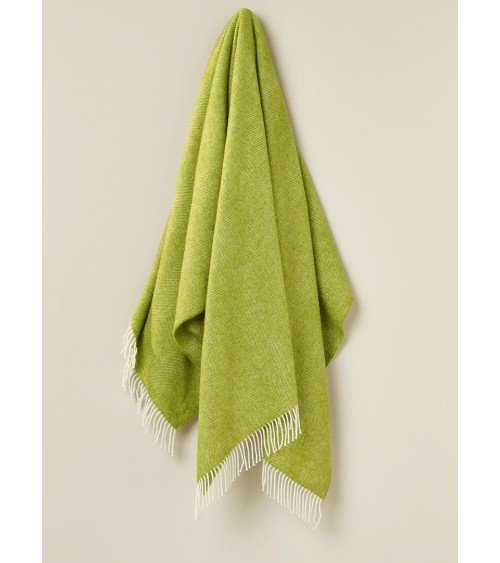 Plaid HERRINGBONE Citron vert - Couverture en laine Bronte by Moon un plaid cocooning couverture chaude douce plaide lit