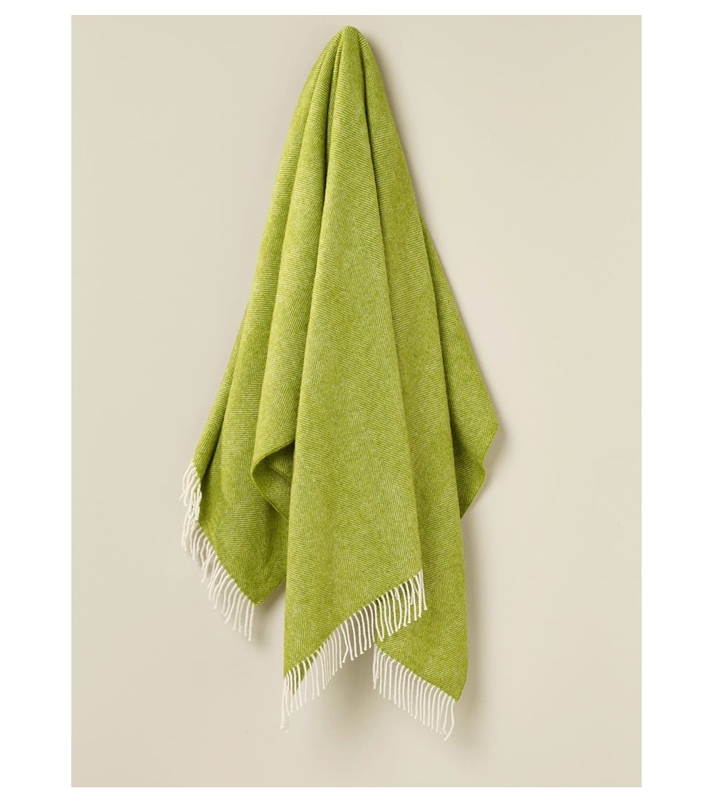 Plaid HERRINGBONE Citron vert - Couverture en laine Bronte by Moon un plaid cocooning couverture chaude douce plaide lit