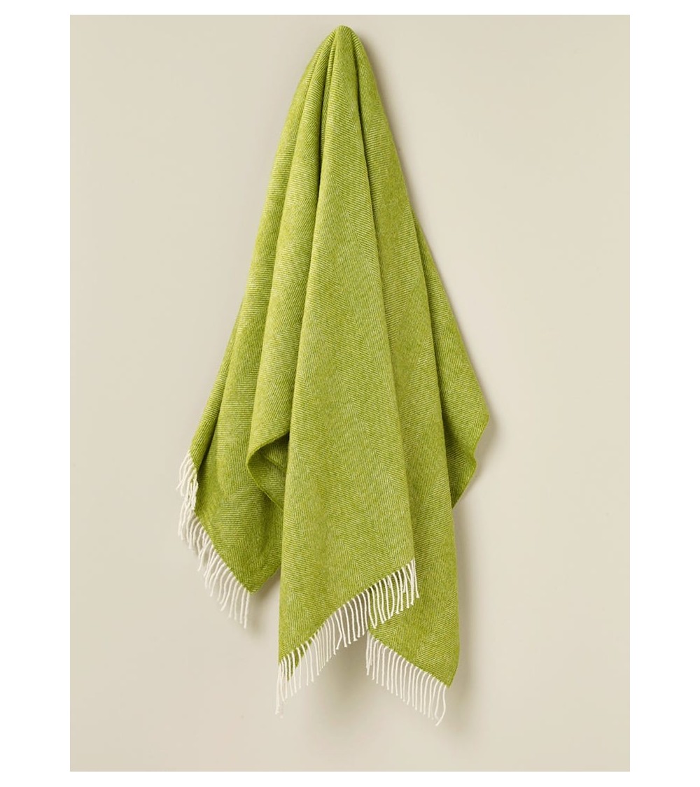 HERRINGBONE Lime - Pure new wool blanket Bronte by Moon warm cozy soft sofa throw blanket picnic throws and blankets