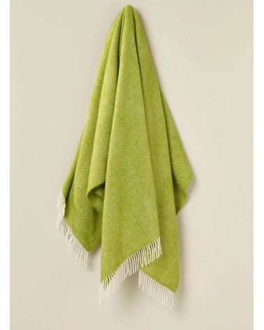 Plaid HERRINGBONE Citron vert - Couverture en laine Bronte by Moon un plaid cocooning couverture chaude douce plaide lit