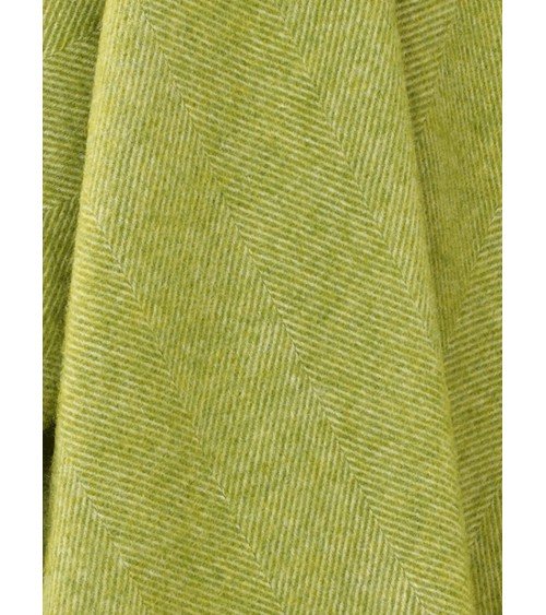 Plaid HERRINGBONE Citron vert - Couverture en laine Bronte by Moon anglaise plaid tartan ecossais 100 laine highland