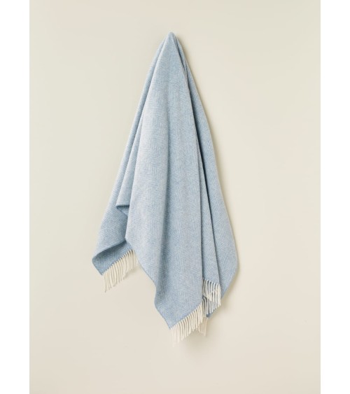 HERRINGBONE Aqua - Merino wool blanket Bronte by Moon best for sofa throw warm cozy soft