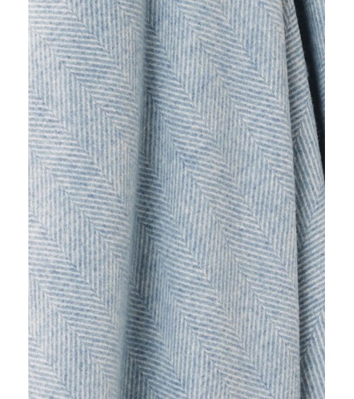 HERRINGBONE Aqua - Merino wool blanket Bronte by Moon best for sofa throw warm cozy soft