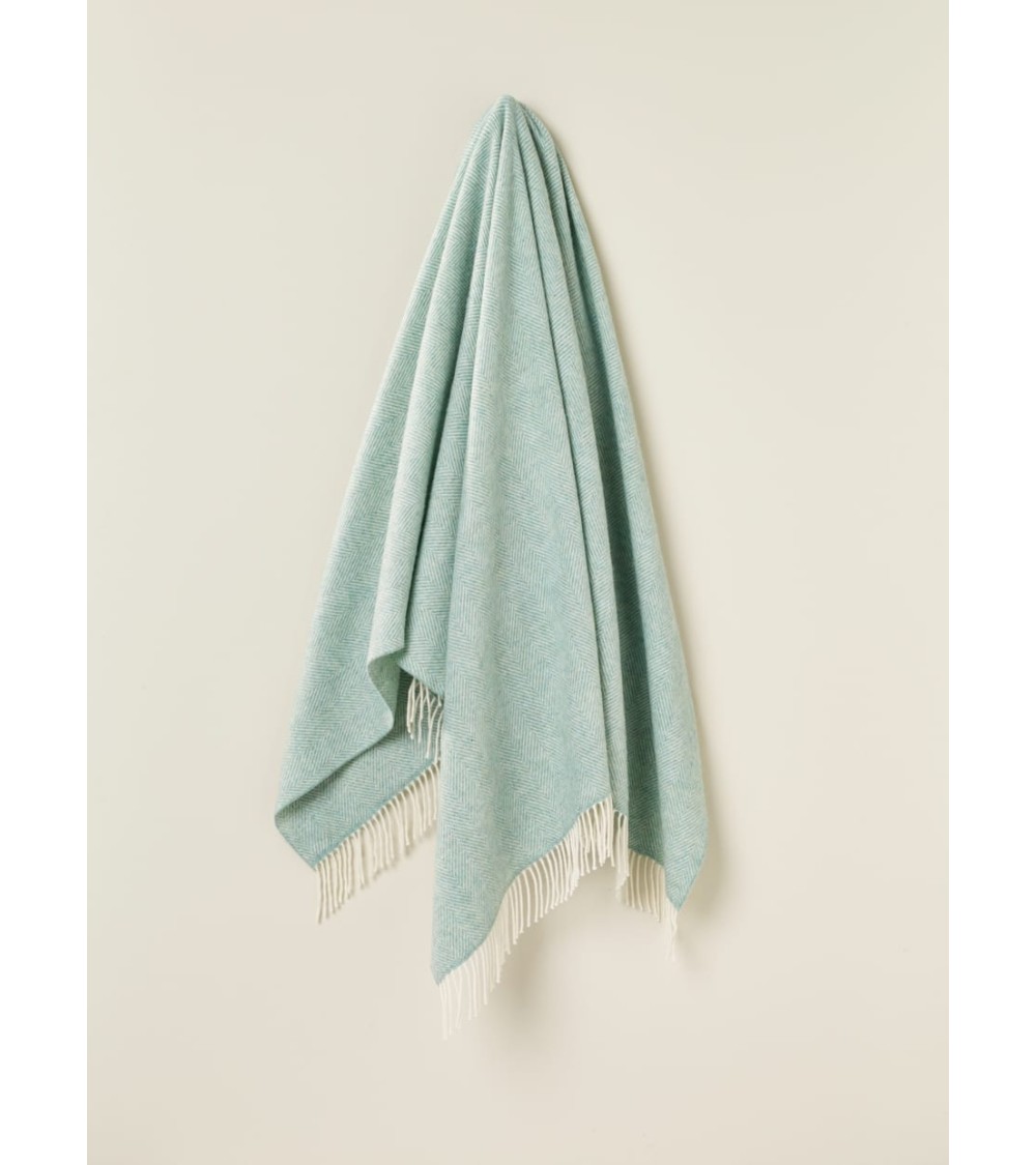 HERRINGBONE Eucalyptus - Merino wool blanket Bronte by Moon warm cozy soft sofa throw blanket picnic throws and blankets