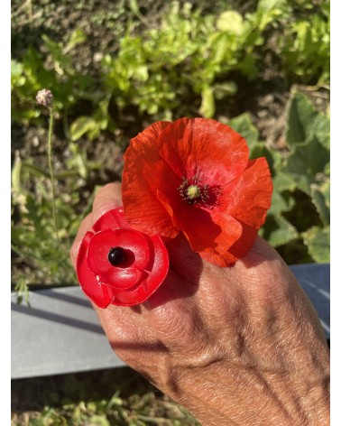 Mohnblume - Ring aus recyceltem Kunststoff Jianhui London damen frau kinder spezielle kaufen