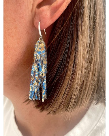 Aqua - Pendant earrings in upcycled plastic Jianhui London cute fashion design designer for women