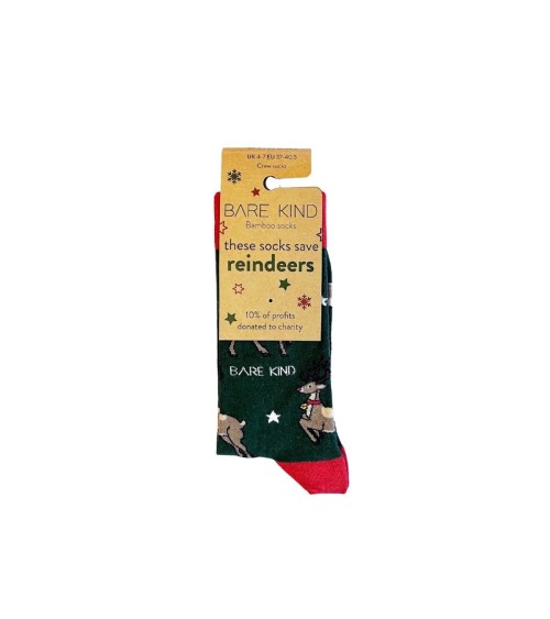 Sauvez les Rennes - Chaussettes de Noël en bambou Bare Kind jolies pour femme originales pour homme chausset rigolotes drole ...