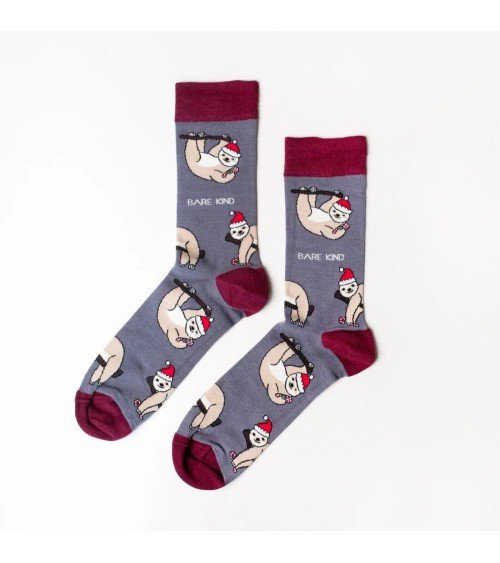 Rettet die Faultiere - Bambus Weihnachtssocken Bare Kind socke kuschelsocken für damen lustig herren farbige coole socken