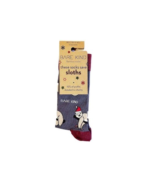 Rettet die Faultiere - Bambus Weihnachtssocken Bare Kind socke kuschelsocken für damen lustig herren farbige coole socken