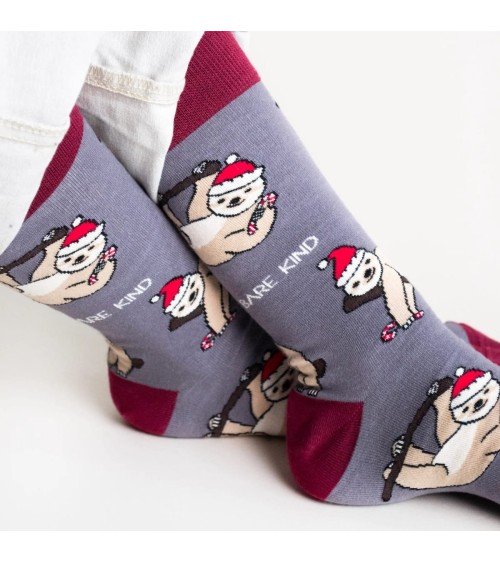 Rettet die Faultiere - Bambus Weihnachtssocken Bare Kind socke kuschelsocken für damen lustig herren farbige coole socken