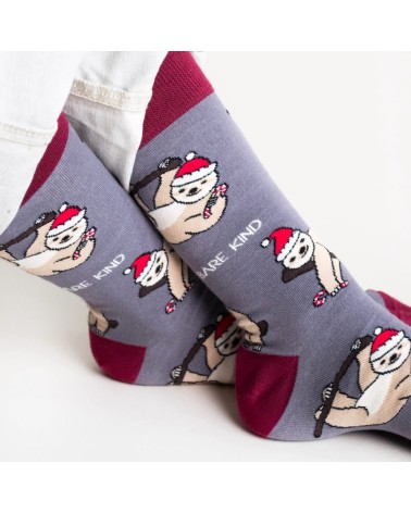 Rettet die Faultiere - Bambus Weihnachtssocken Bare Kind socke kuschelsocken für damen lustig herren farbige coole socken