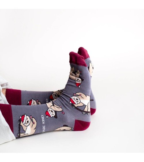 Rettet die Faultiere - Bambus Weihnachtssocken Bare Kind socke kuschelsocken für damen lustig herren farbige coole socken