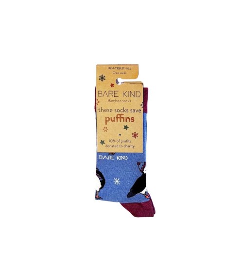 Save the Puffins - Christmas Bamboo Socks