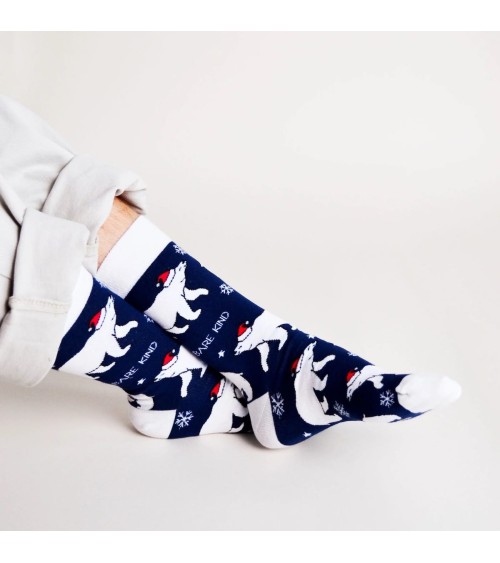 Sauvez les ours polaires - Chaussettes de Noël en bambou Bare Kind jolies pour femme originales pour homme chausset rigolotes...