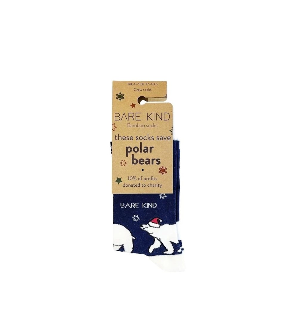 Sauvez les ours polaires - Chaussettes de Noël en bambou Bare Kind jolies pour femme originales pour homme chausset rigolotes...
