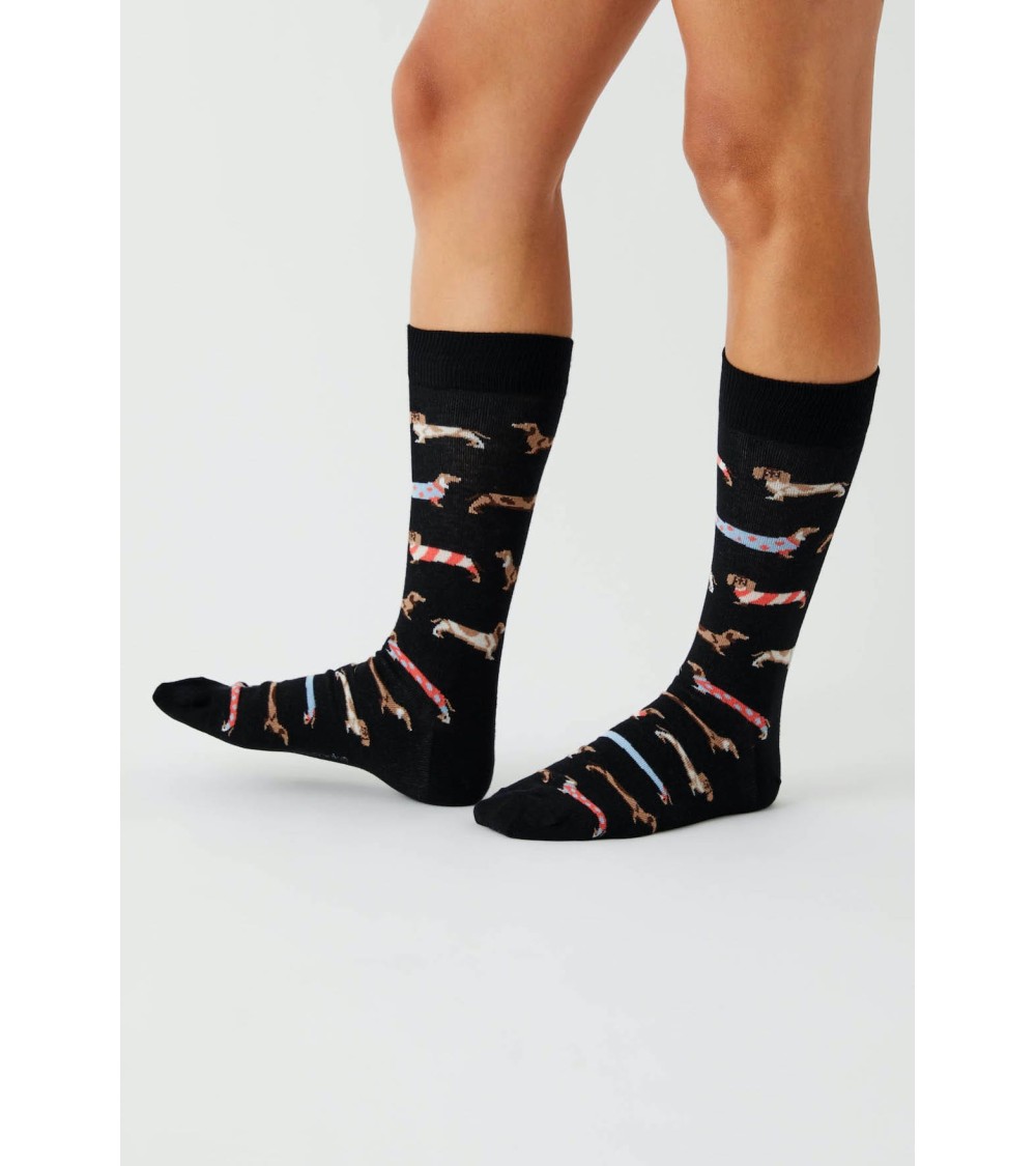 Chaussettes noires - BePets - Teckel Besocks calendrier de l avent chaussettes jolies chausset pour homme femme fantaisie dro...