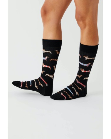 Black Socks - BePets - Dachshund Besocks funny crazy cute cool best pop socks for women men