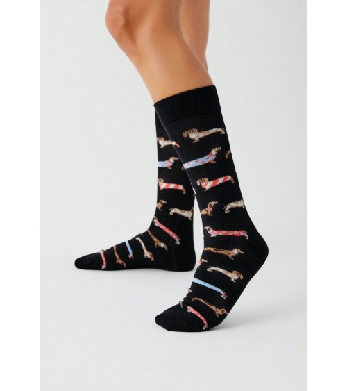 Black Socks - BePets - Dachshund Besocks funny crazy cute cool best pop socks for women men