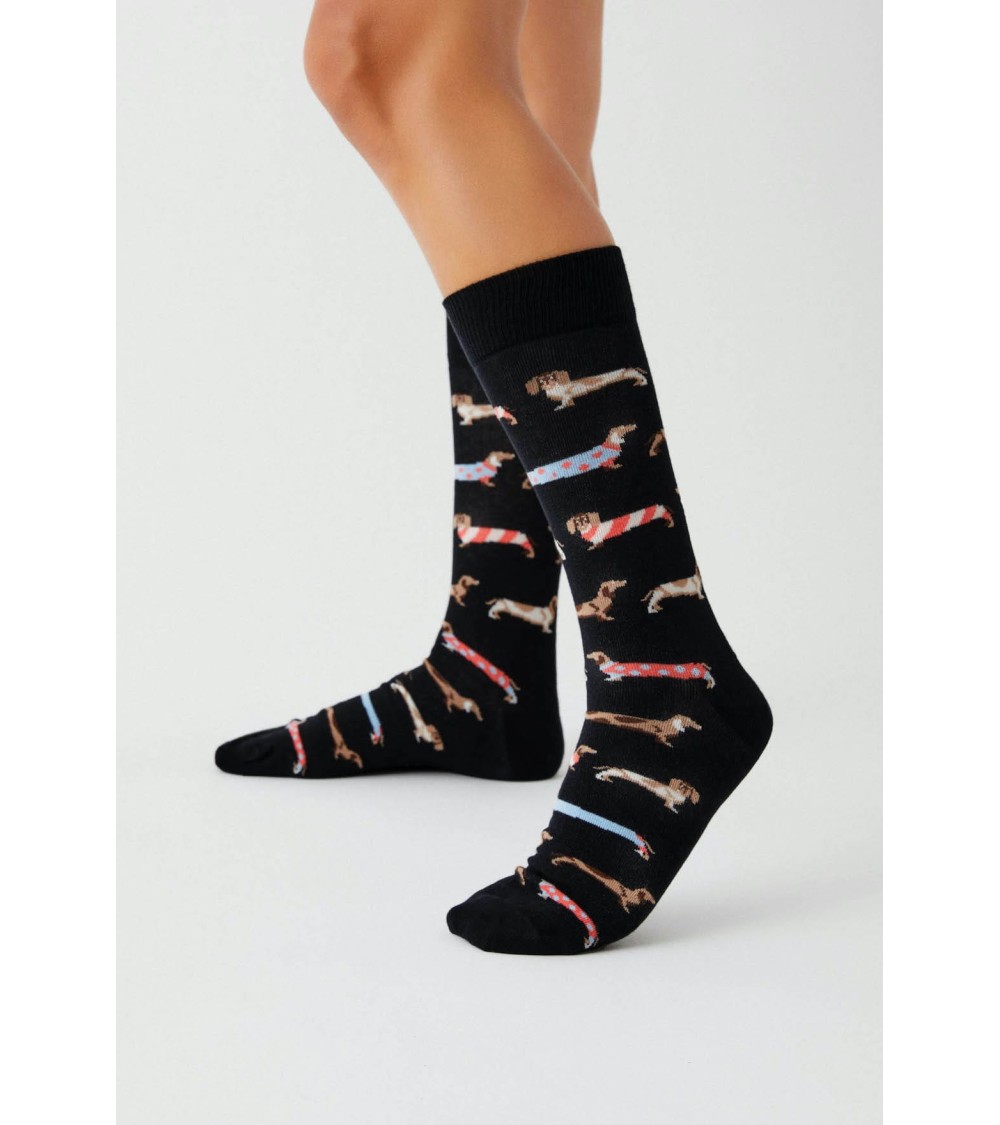 Chaussettes noires - BePets - Teckel Besocks jolies pour femme originales pour homme chausset rigolotes drole Suisse